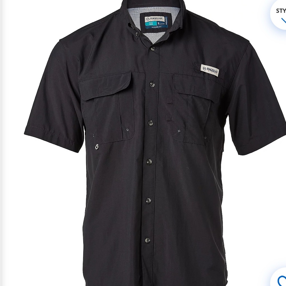 Magellan Outdoors Black Casual Button Down Shirt
